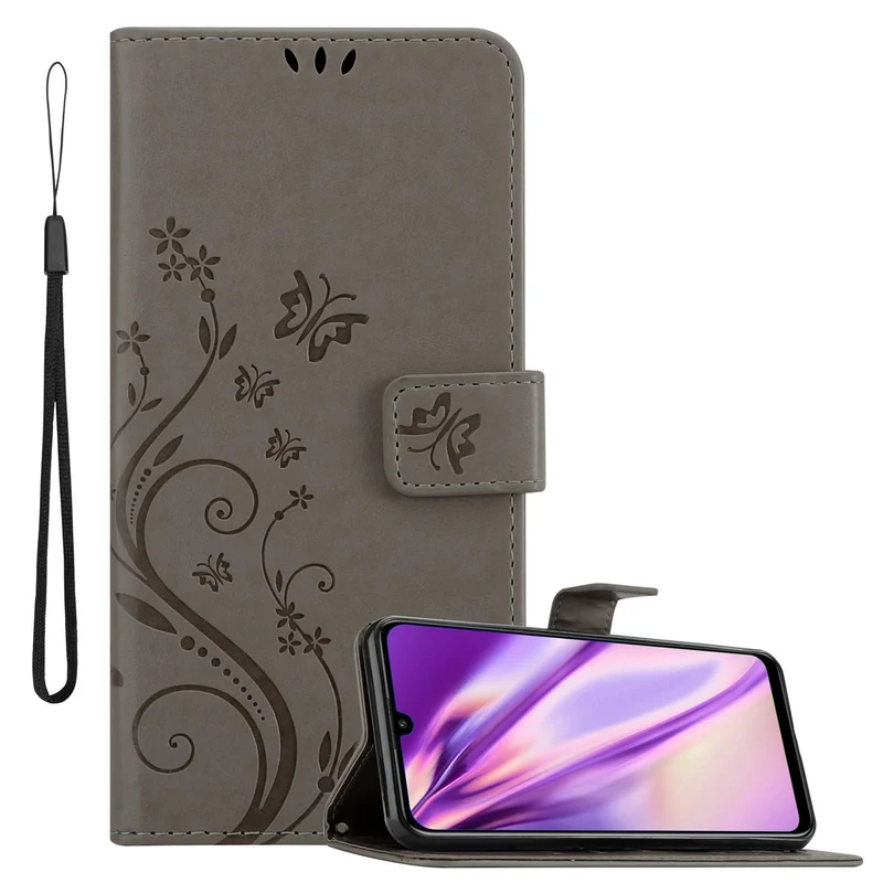 Cadorabo Hülle kompatibel mit Huawei P SMART 2020 Schutzhülle im Blumen Design mit Magnetverschluss, Standfunktion und Kartenfächern