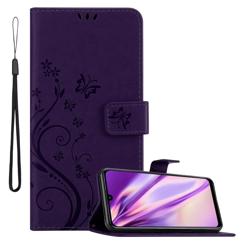 Cadorabo Hülle kompatibel mit Huawei P SMART 2020 Schutzhülle im Blumen Design mit Magnetverschluss, Standfunktion und Kartenfächern