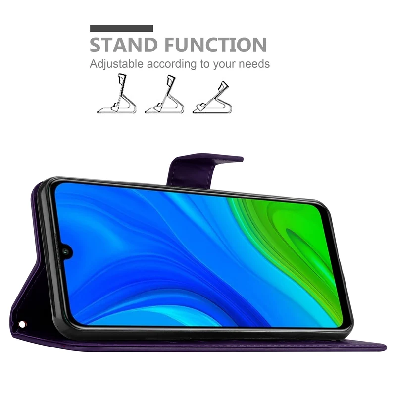 Cadorabo Hülle kompatibel mit Huawei P SMART 2020 Schutzhülle im Blumen Design mit Magnetverschluss, Standfunktion und Kartenfächern