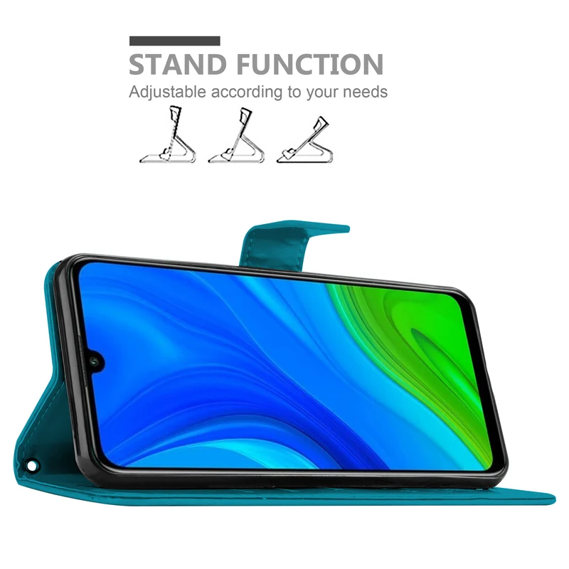 Cadorabo Hülle kompatibel mit Huawei P SMART 2020 Schutzhülle im Blumen Design mit Magnetverschluss, Standfunktion und Kartenfächern