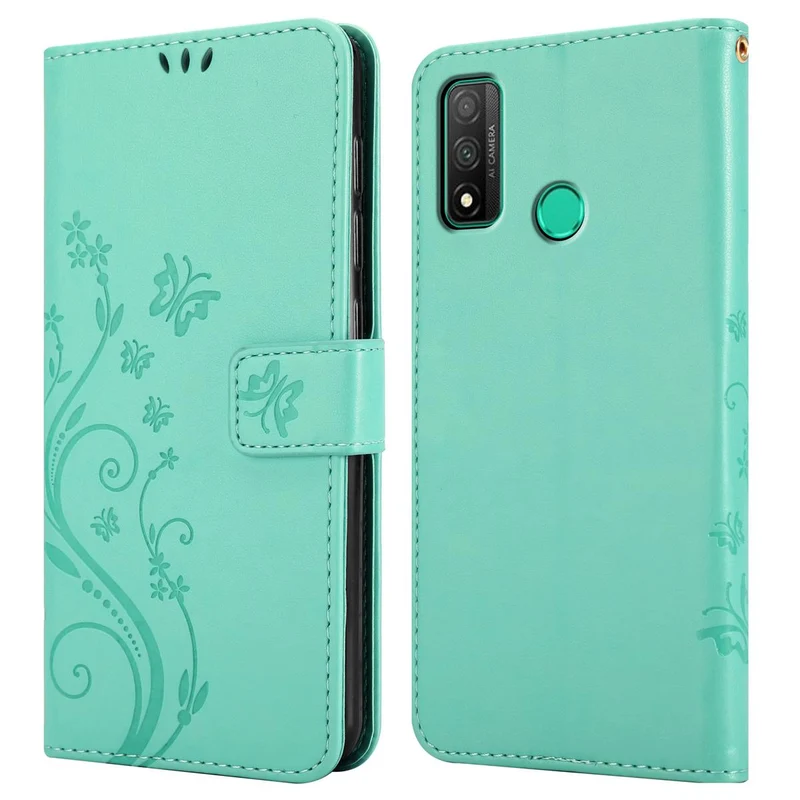 Cadorabo Hülle kompatibel mit Huawei P SMART 2020 Schutzhülle im Blumen Design mit Magnetverschluss, Standfunktion und Kartenfächern