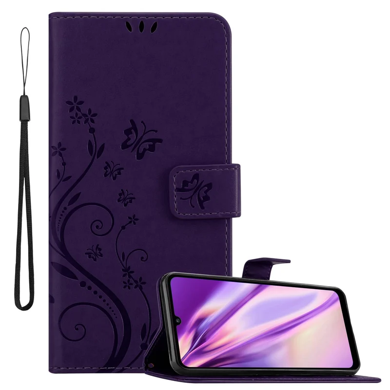 Cadorabo Hülle kompatibel mit Huawei Y6P Schutzhülle im Blumen Design mit Magnetverschluss, Standfunktion und Kartenfächern