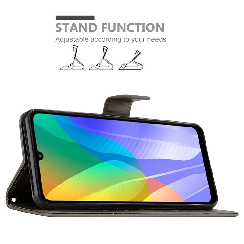 Cadorabo Hülle kompatibel mit Huawei Y6P Schutzhülle im Blumen Design mit Magnetverschluss, Standfunktion und Kartenfächern