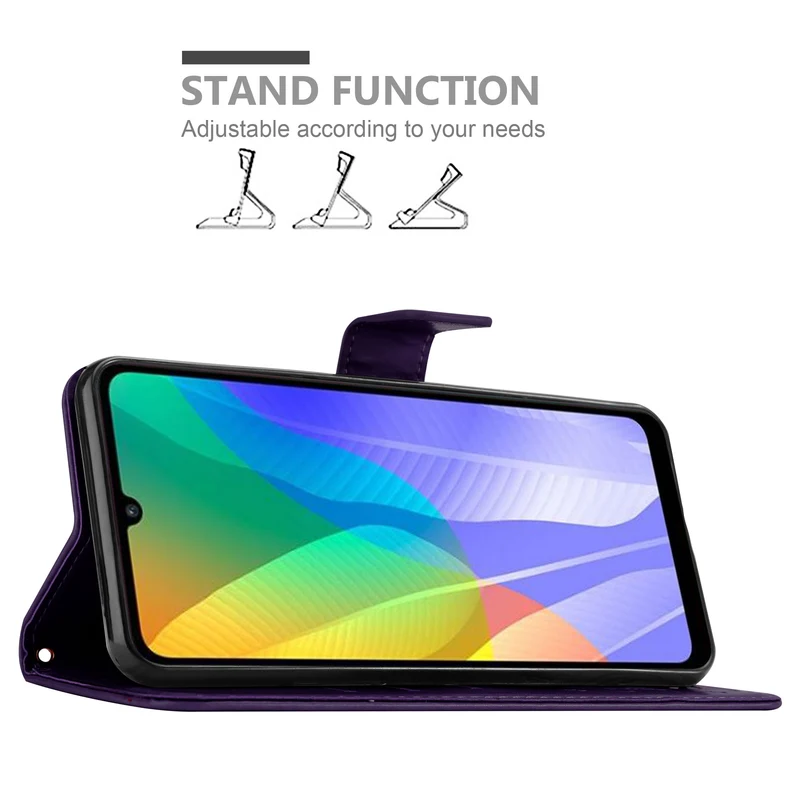 Cadorabo Hülle kompatibel mit Huawei Y6P Schutzhülle im Blumen Design mit Magnetverschluss, Standfunktion und Kartenfächern