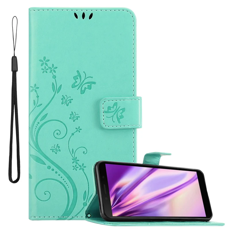 Cadorabo Hülle kompatibel mit Honor 9S / Huawei Y5P Schutzhülle im Blumen Design mit Magnetverschluss, Standfunktion und Kartenfächern
