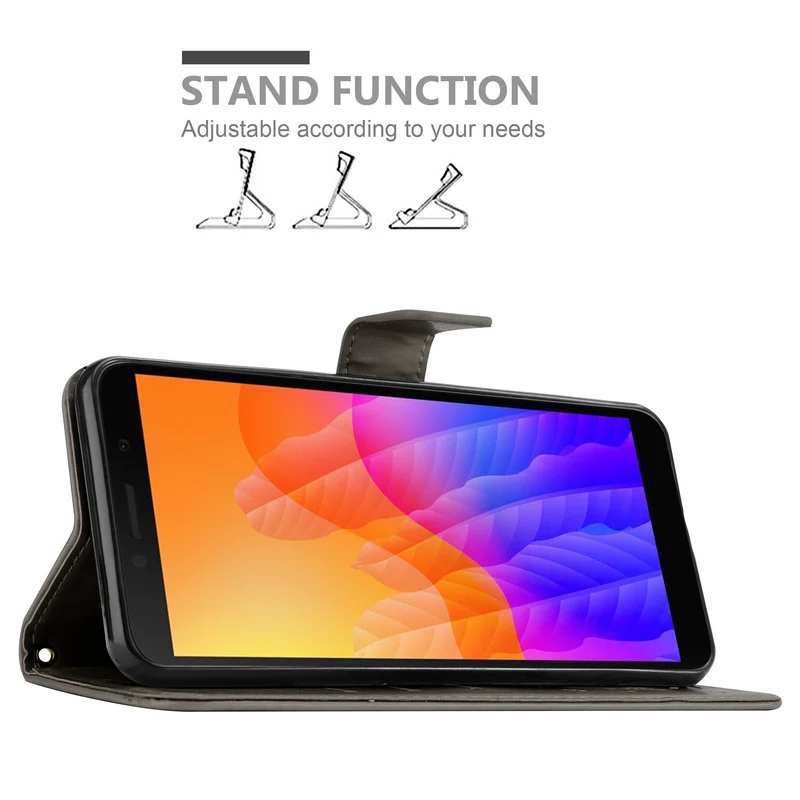 Cadorabo Hülle kompatibel mit Honor 9S / Huawei Y5P Schutzhülle im Blumen Design mit Magnetverschluss, Standfunktion und Kartenfächern