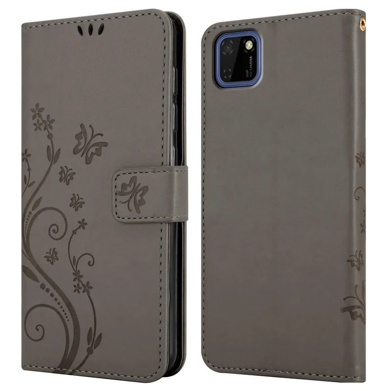 Cadorabo Hülle kompatibel mit Honor 9S / Huawei Y5P Schutzhülle im Blumen Design mit Magnetverschluss, Standfunktion und Kartenfächern