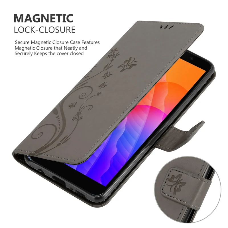 Cadorabo Hülle kompatibel mit Honor 9S / Huawei Y5P Schutzhülle im Blumen Design mit Magnetverschluss, Standfunktion und Kartenfächern