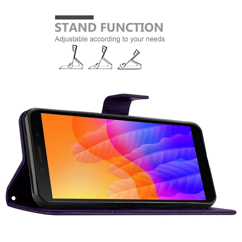 Cadorabo Hülle kompatibel mit Honor 9S / Huawei Y5P Schutzhülle im Blumen Design mit Magnetverschluss, Standfunktion und Kartenfächern