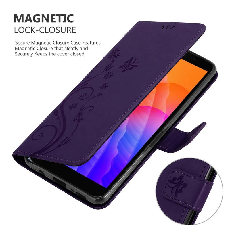 Cadorabo Hülle kompatibel mit Honor 9S / Huawei Y5P Schutzhülle im Blumen Design mit Magnetverschluss, Standfunktion und Kartenfächern