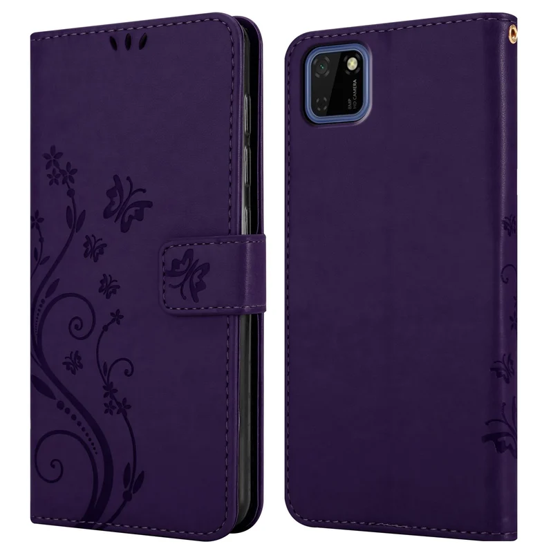 Cadorabo Hülle kompatibel mit Honor 9S / Huawei Y5P Schutzhülle im Blumen Design mit Magnetverschluss, Standfunktion und Kartenfächern
