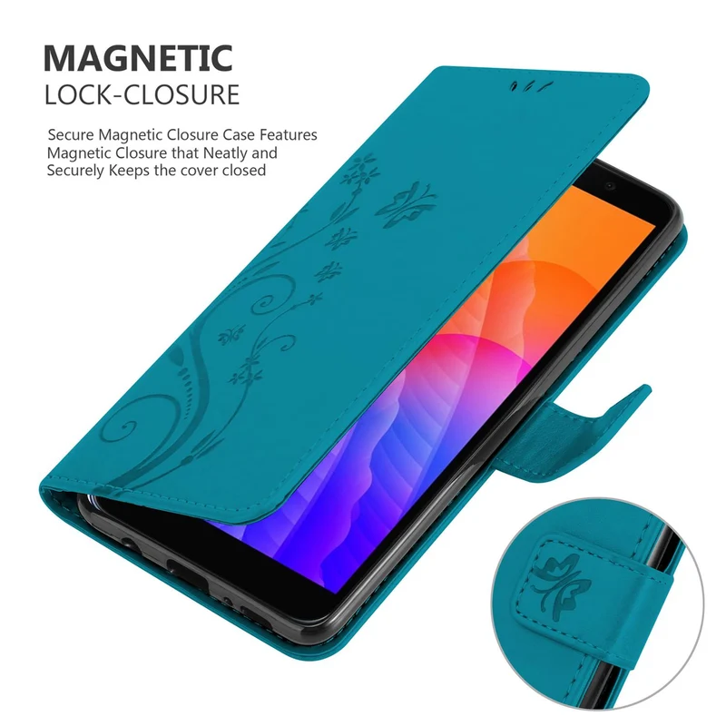 Cadorabo Hülle kompatibel mit Honor 9S / Huawei Y5P Schutzhülle im Blumen Design mit Magnetverschluss, Standfunktion und Kartenfächern