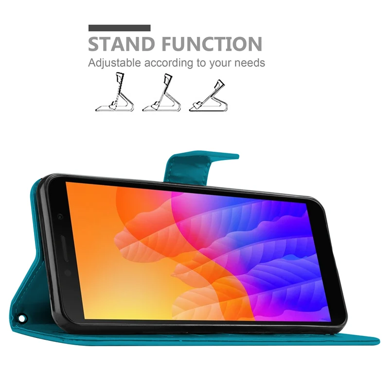 Cadorabo Hülle kompatibel mit Honor 9S / Huawei Y5P Schutzhülle im Blumen Design mit Magnetverschluss, Standfunktion und Kartenfächern