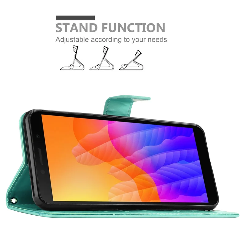 Cadorabo Hülle kompatibel mit Honor 9S / Huawei Y5P Schutzhülle im Blumen Design mit Magnetverschluss, Standfunktion und Kartenfächern