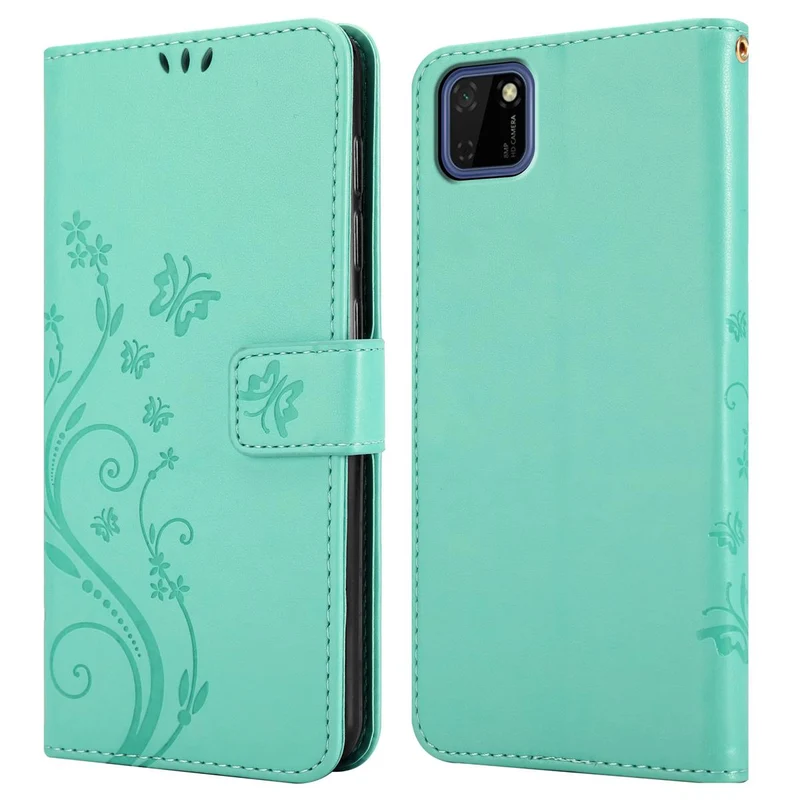 Cadorabo Hülle kompatibel mit Honor 9S / Huawei Y5P Schutzhülle im Blumen Design mit Magnetverschluss, Standfunktion und Kartenfächern