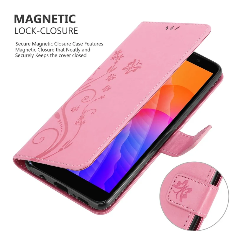 Cadorabo Hülle kompatibel mit Honor 9S / Huawei Y5P Schutzhülle im Blumen Design mit Magnetverschluss, Standfunktion und Kartenfächern