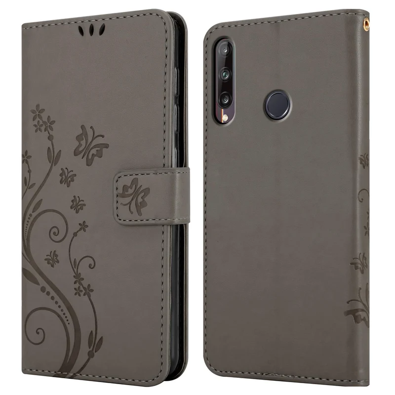 Cadorabo Hülle kompatibel mit Huawei P40 LITE E Schutzhülle im Blumen Design mit Magnetverschluss, Standfunktion und Kartenfächern