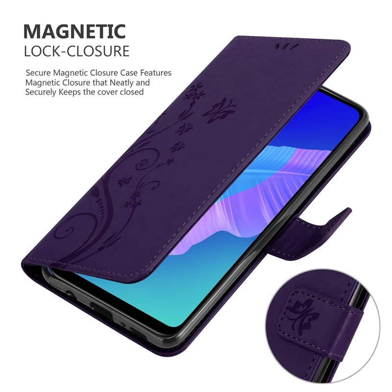 Cadorabo Hülle kompatibel mit Huawei P40 LITE E Schutzhülle im Blumen Design mit Magnetverschluss, Standfunktion und Kartenfächern