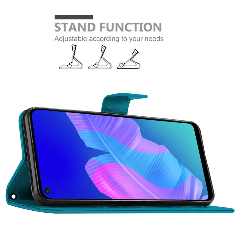 Cadorabo Hülle kompatibel mit Huawei P40 LITE E Schutzhülle im Blumen Design mit Magnetverschluss, Standfunktion und Kartenfächern