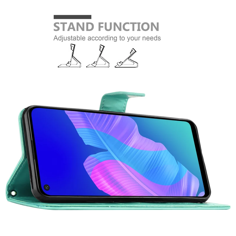 Cadorabo Hülle kompatibel mit Huawei P40 LITE E Schutzhülle im Blumen Design mit Magnetverschluss, Standfunktion und Kartenfächern