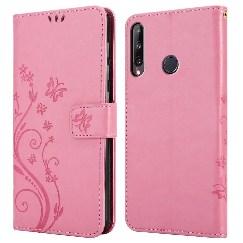 Cadorabo Hülle kompatibel mit Huawei P40 LITE E Schutzhülle im Blumen Design mit Magnetverschluss, Standfunktion und Kartenfächern