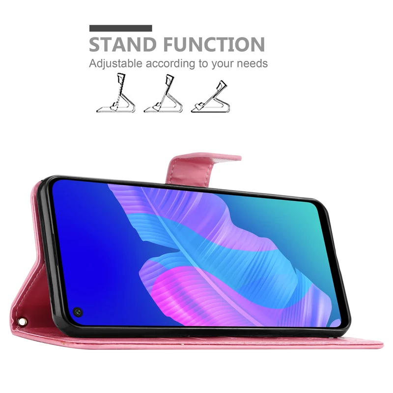 Cadorabo Hülle kompatibel mit Huawei P40 LITE E Schutzhülle im Blumen Design mit Magnetverschluss, Standfunktion und Kartenfächern