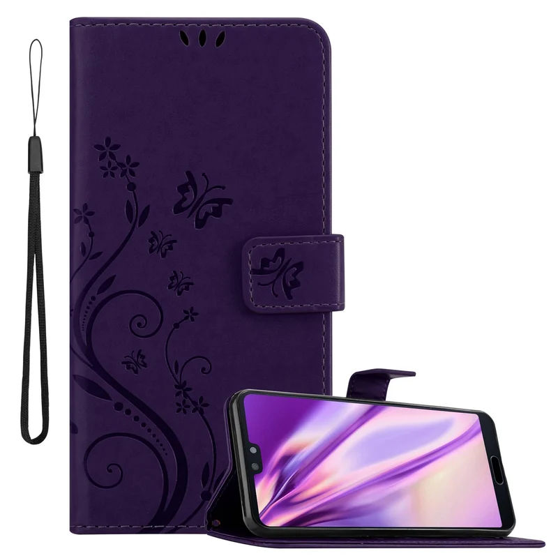 Cadorabo Hülle kompatibel mit Huawei P20 Schutzhülle im Blumen Design mit Magnetverschluss, Standfunktion und Kartenfächern