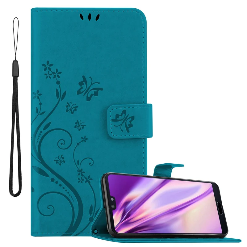 Cadorabo Hülle kompatibel mit Huawei P20 Schutzhülle im Blumen Design mit Magnetverschluss, Standfunktion und Kartenfächern
