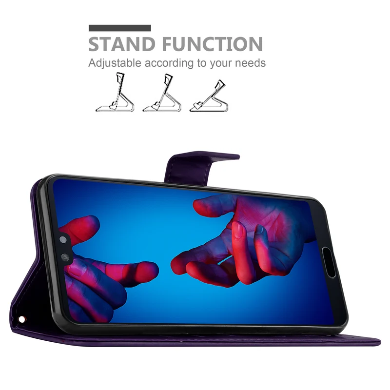 Cadorabo Hülle kompatibel mit Huawei P20 Schutzhülle im Blumen Design mit Magnetverschluss, Standfunktion und Kartenfächern