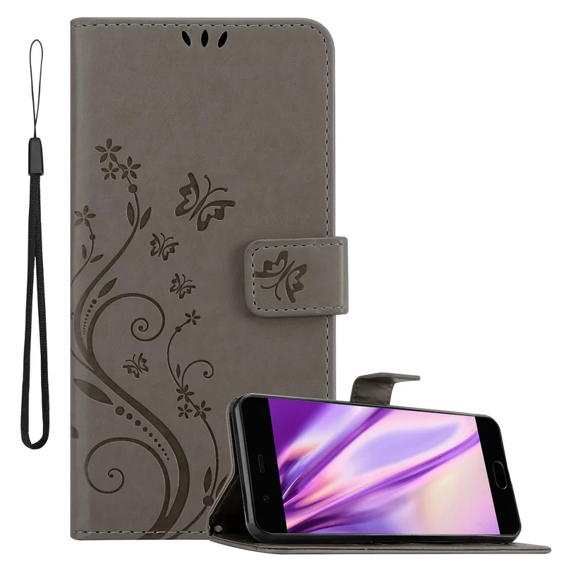 Cadorabo Hülle kompatibel mit Huawei P10 PLUS Schutzhülle im Blumen Design mit Magnetverschluss, Standfunktion und Kartenfächern