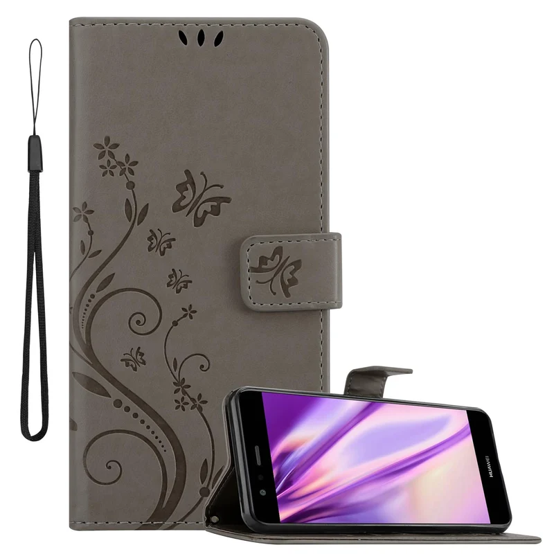 Cadorabo Hülle kompatibel mit Huawei P10 LITE Schutzhülle im Blumen Design mit Magnetverschluss, Standfunktion und Kartenfächern