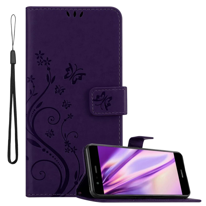 Cadorabo Hülle kompatibel mit Huawei P10 LITE Schutzhülle im Blumen Design mit Magnetverschluss, Standfunktion und Kartenfächern
