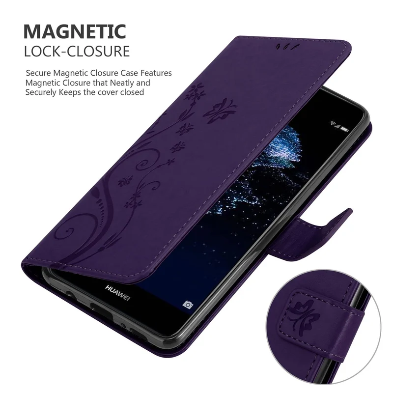 Cadorabo Hülle kompatibel mit Huawei P10 LITE Schutzhülle im Blumen Design mit Magnetverschluss, Standfunktion und Kartenfächern