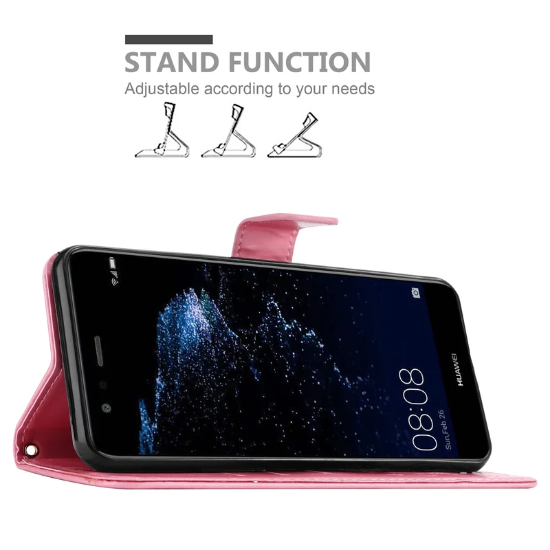 Cadorabo Hülle kompatibel mit Huawei P10 LITE Schutzhülle im Blumen Design mit Magnetverschluss, Standfunktion und Kartenfächern
