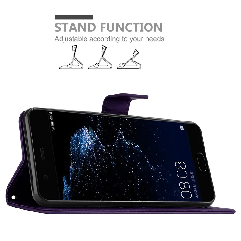 Cadorabo Hülle kompatibel mit Huawei P10 Schutzhülle im Blumen Design mit Magnetverschluss, Standfunktion und Kartenfächern