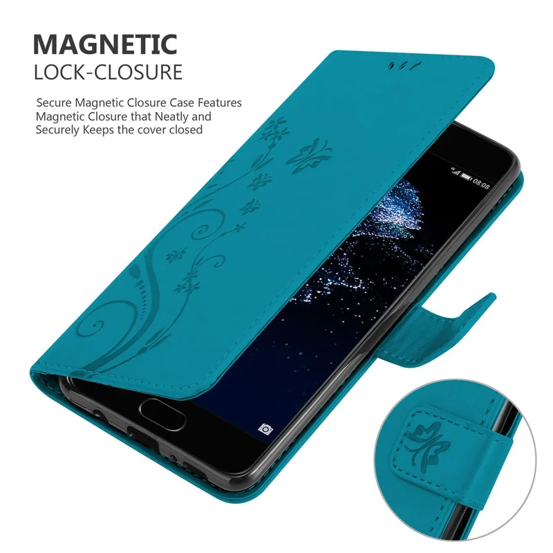 Cadorabo Hülle kompatibel mit Huawei P10 Schutzhülle im Blumen Design mit Magnetverschluss, Standfunktion und Kartenfächern