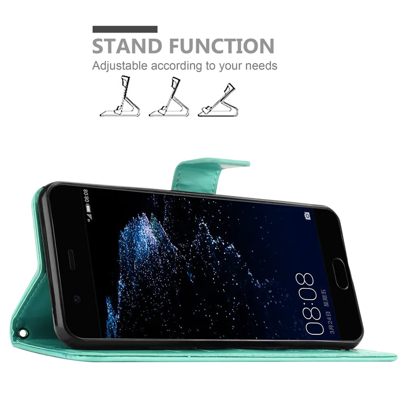 Cadorabo Hülle kompatibel mit Huawei P10 Schutzhülle im Blumen Design mit Magnetverschluss, Standfunktion und Kartenfächern