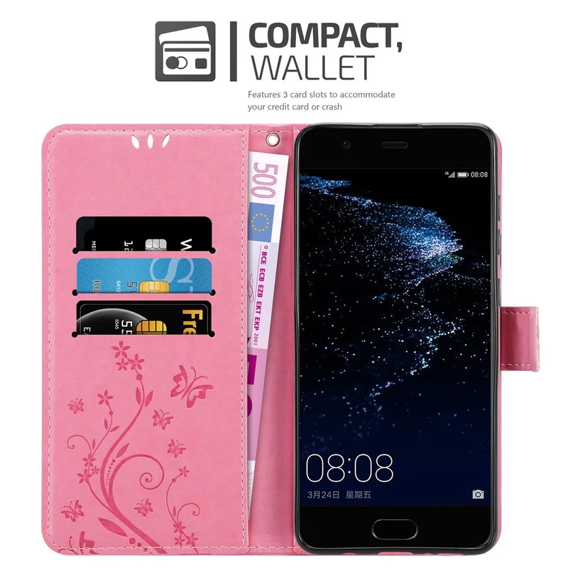 Cadorabo Hülle kompatibel mit Huawei P10 Schutzhülle im Blumen Design mit Magnetverschluss, Standfunktion und Kartenfächern
