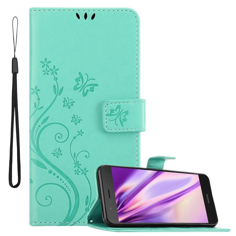 Cadorabo Hülle kompatibel mit Huawei P9 LITE 2016 / G9 LITE Schutzhülle im Blumen Design mit Magnetverschluss, Standfunktion und Kartenfächern