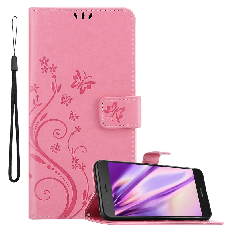 Cadorabo Hülle kompatibel mit Huawei P9 LITE 2016 / G9 LITE Schutzhülle im Blumen Design mit Magnetverschluss, Standfunktion und Kartenfächern
