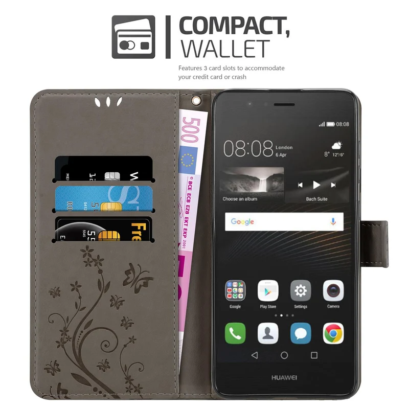 Cadorabo Hülle kompatibel mit Huawei P9 LITE 2016 / G9 LITE Schutzhülle im Blumen Design mit Magnetverschluss, Standfunktion und Kartenfächern