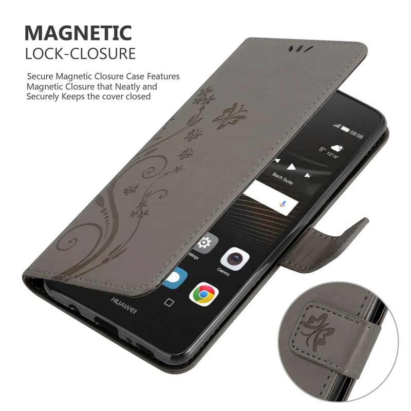 Cadorabo Hülle kompatibel mit Huawei P9 LITE 2016 / G9 LITE Schutzhülle im Blumen Design mit Magnetverschluss, Standfunktion und Kartenfächern