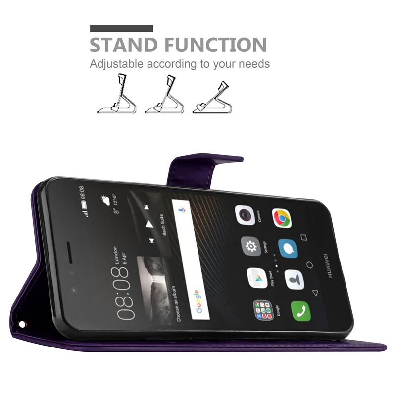 Cadorabo Hülle kompatibel mit Huawei P9 LITE 2016 / G9 LITE Schutzhülle im Blumen Design mit Magnetverschluss, Standfunktion und Kartenfächern