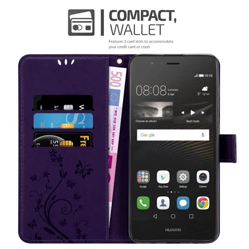 Cadorabo Hülle kompatibel mit Huawei P9 LITE 2016 / G9 LITE Schutzhülle im Blumen Design mit Magnetverschluss, Standfunktion und Kartenfächern