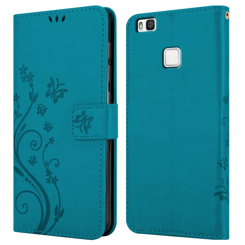 Cadorabo Hülle kompatibel mit Huawei P9 LITE 2016 / G9 LITE Schutzhülle im Blumen Design mit Magnetverschluss, Standfunktion und Kartenfächern
