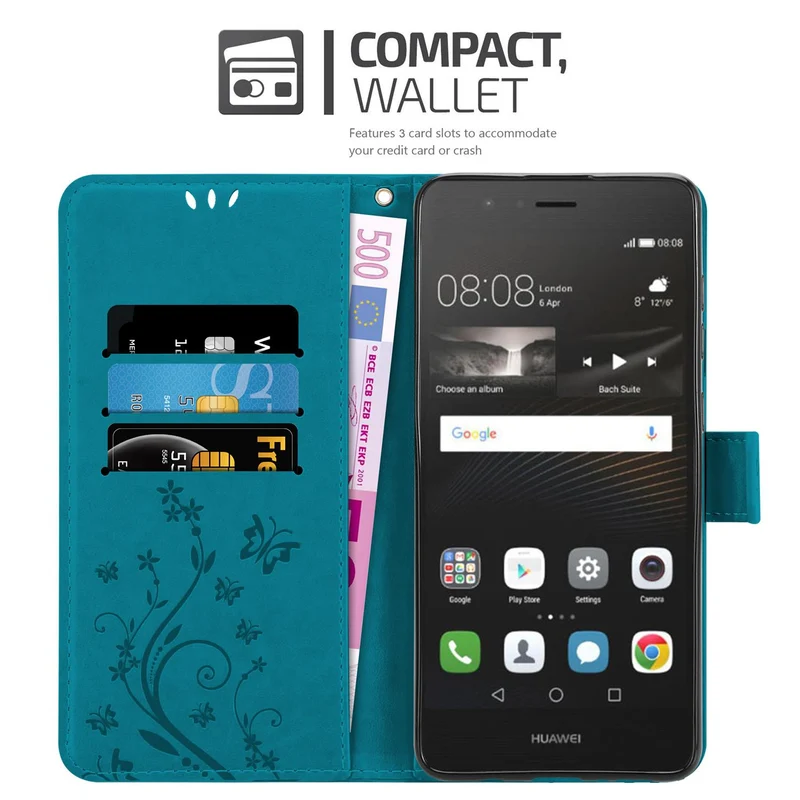 Cadorabo Hülle kompatibel mit Huawei P9 LITE 2016 / G9 LITE Schutzhülle im Blumen Design mit Magnetverschluss, Standfunktion und Kartenfächern