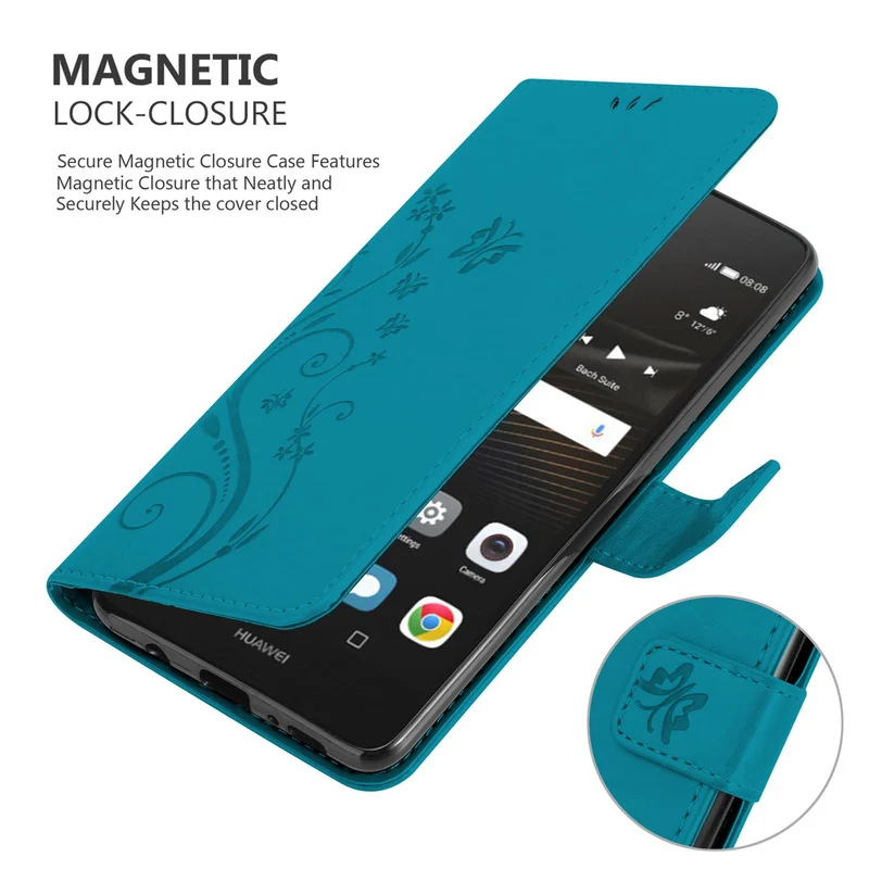 Cadorabo Hülle kompatibel mit Huawei P9 LITE 2016 / G9 LITE Schutzhülle im Blumen Design mit Magnetverschluss, Standfunktion und Kartenfächern