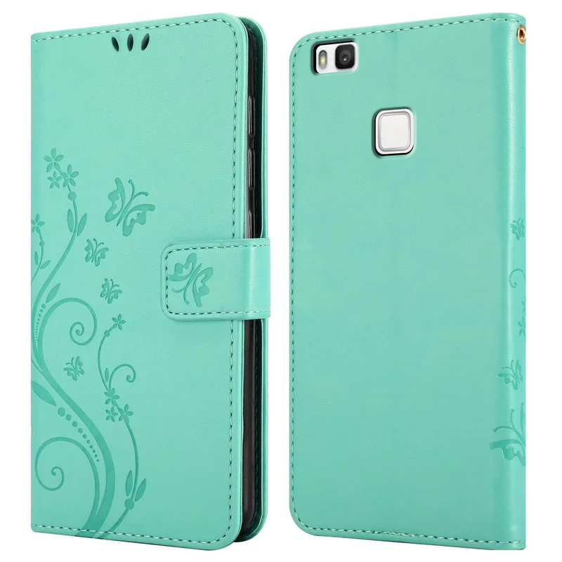 Cadorabo Hülle kompatibel mit Huawei P9 LITE 2016 / G9 LITE Schutzhülle im Blumen Design mit Magnetverschluss, Standfunktion und Kartenfächern