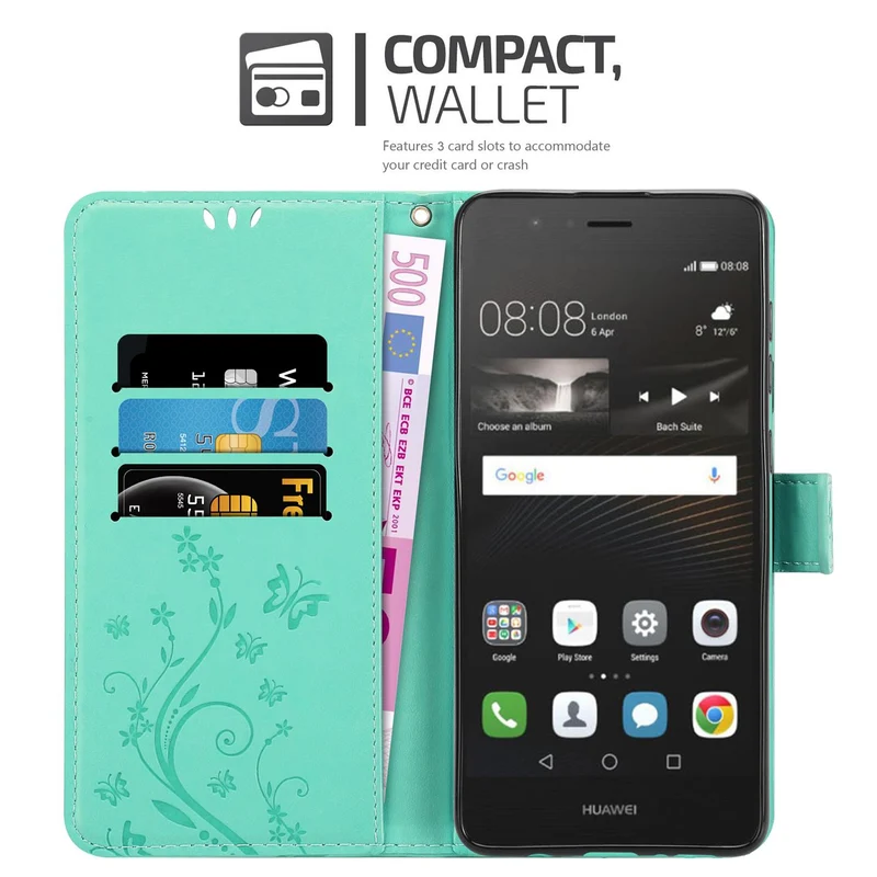 Cadorabo Hülle kompatibel mit Huawei P9 LITE 2016 / G9 LITE Schutzhülle im Blumen Design mit Magnetverschluss, Standfunktion und Kartenfächern