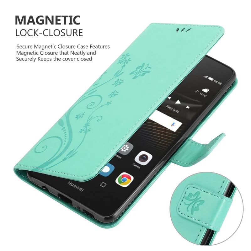 Cadorabo Hülle kompatibel mit Huawei P9 LITE 2016 / G9 LITE Schutzhülle im Blumen Design mit Magnetverschluss, Standfunktion und Kartenfächern